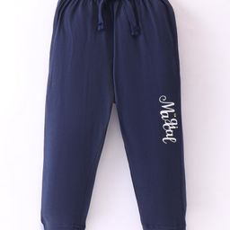 Doreme Single Jersey Knit Full Length Lounge Pants With Text Print - Navy-image-116