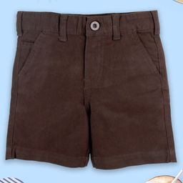 Kiddopanti Cotton Lycra Solid Shorts - Brown-image-14
