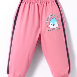 Tango Single Jersey Knit Full Length Track Pants with Squirrel League Text Print - Pink-picture-23