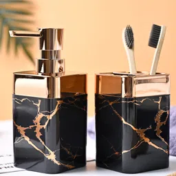 Voncasa Marble TexturedBathroom Set - Black-picture-3