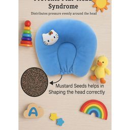 numum Mustard Seeds pillow for comforatble sleep and round head shaping (Blue kitti)(color and design may vary)-12
