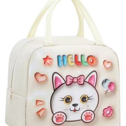 Butterthief 3D Cat Printed Insulated Leak Proof Lunch Box Bag for School Kids - Color May Vary-picture-0