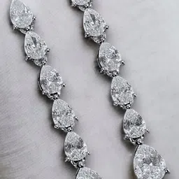 JEWELOPIA Silver-Plated Brass American Diamond Drop Earrings-picture-42