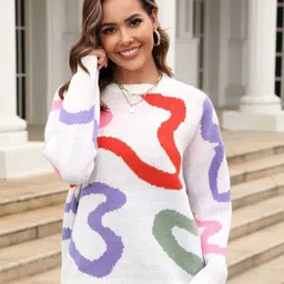 StyleCast Women Abstract Printed Round Neck Pullover-picture-16
