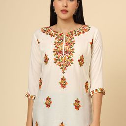 HERE&NOW Floral Embroidered Thread Work Thread Work Kurti-image-45