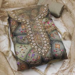 KALINI Embroidered Organza Unstitched Dress Material-image-32
