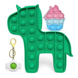 YAMAMA Pop Bubble Stress Relieving Silicone Unicorn with Key Chain Pop It Fidget Toy Pack of 3 - Multicolor image 3