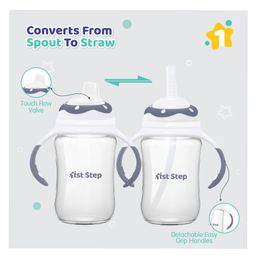 1st Step Tritan Non Spill Interchangeable Sipper Cup with Soft Silicon Spout and Straw White - 220 ml image 3