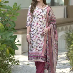 SHREE LAXMINARAYAN EXPORT Floral Printed Pure Cotton Kurta With Trousers & Dupatta-57