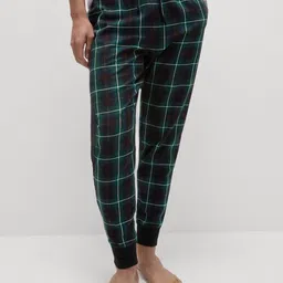 Marks & Spencer Men Checked Cotton Jogger Lounge Pant-image-73