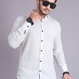 OQUENT Men Standard Regular Fit Textured Striped Casual Shirt-image-58