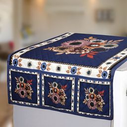 Dakshya Industries Blue & Beige Printed Waterproof Refrigerator Covers-picture-16