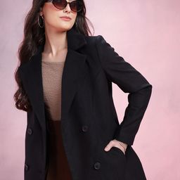 DressBerry Notched Lapel Collar Double-Breasted Regular Fit Overcoat-5