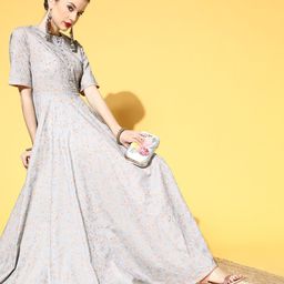 Sangria Women Grey Floral Gown For Days-image-64