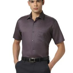 Van Heusen Purple Cotton Regular Fit Printed Shirt-image-35