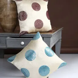 Romee Maroon & Blue Polyester Cushion Covers (40 x 40 cm) - Set of 2-image-49