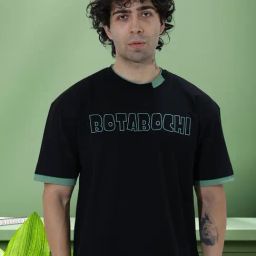Botabochi Black Cotton Regular fit Typography T-Shirt-image-29