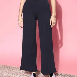 Sweet Dreams Navy Mid Rise Flared Trousers-image-80