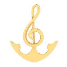 P.C. Chandra Jewellers 14k Yellow Gold Anchor Musical Note Pendant-image-52