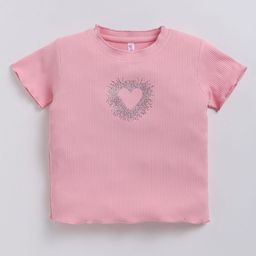 giniekids Girls Ribbed Beads And Stones Cotton Regular Top-image-61
