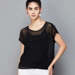 Code by Lifestyle Black Embellished Top With Inner-image-22