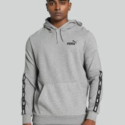 Puma Grey Regular Fit Texture Hooded Sweatshirt-image-11