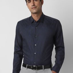 Peter England Elite Printed Spread Collar Slim Fit Cotton Formal Shirt-image-6