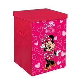 Kuber Industries Set Of 2 Fuchsia Pink & Black Disney Minnie Print Foldable Organiser Basket With Lid & Handles image 4