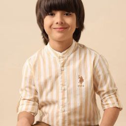 U.S. Polo Assn. Boys Beige Striped Shirt-picture-35