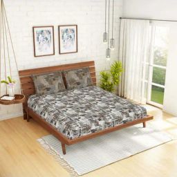 Spaces Atrium Grey Cotton 144 TC Bed Sheet Set-image-43