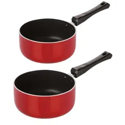 Nirlon Non-Stick Red Aluminium Sauce Pan Combo Set of 2 Piece - (2.6mm)-14