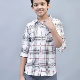 Crimsoune Club Kids White Checks Full Sleeves Shirt-picture-21