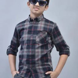Crimsoune Club Kids Navy Checks Full Sleeves Shirt-picture-22