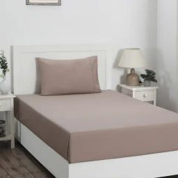 Maspar Colorart Slumber Beige 200 TC Cotton Single Size Bed Sheet with 1 Pillow Cover-image-14