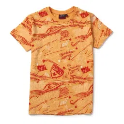 Gini & Jony Kids Orange Printed T-Shirt-image-15