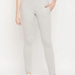 MADAME M Secret Grey Cotton Mid Rise Track Pants-image-47