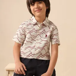 U.S. Polo Assn. Boys Beige Cotton Printed Shirt-picture-10