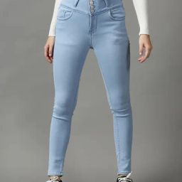 SHOWOFF Blue Solid High Rise Jeans-image-8