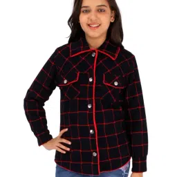 Cutecumber Kids Navy Checks Full Sleeves Jacket-image-22