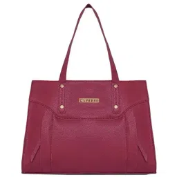 Caprese Maroon Solid Medium Handbag-18