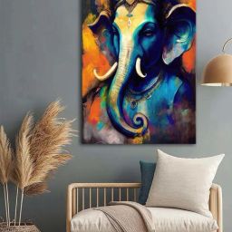 999Store Multicolor Canvas Vibrant Ganesha Painting-picture-23
