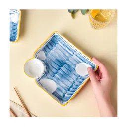 Nestasia Printed ¿White ¿Ceramic Nitori Square Plates with Section - Set of 2 image 5