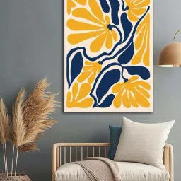 999Store Blue & Yellow Canvas Bold Abstract Floral Art-image-76