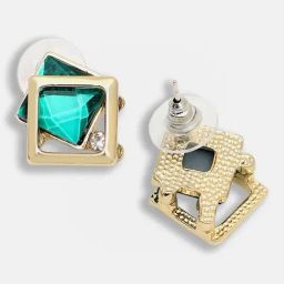 Sohi Gold Plated Party Designer Stone Stud Earrings-4
