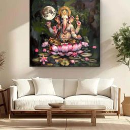999Store Green Canvas Ganesh's Infinite Grace Painting-10