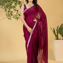 HERE&NOW Mukaish Pure Chiffon Saree-picture-58