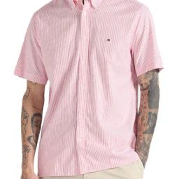 Tommy Hilfiger Laser Pink & Optic White Stripes Regular Fit Shirt-picture-12