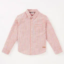 Ed-a-Mamma Kids Orange Striped Full Sleeves Shirt-image-26