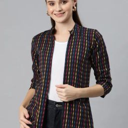 Cottinfab Black Striped Shrug-image-7