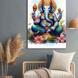 999Store Multicolor Canvas Colorful Ganesha Wall Art-8